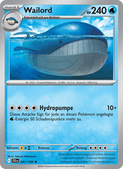 Wailord 041/159 Reisegefährten Pokémon Karte