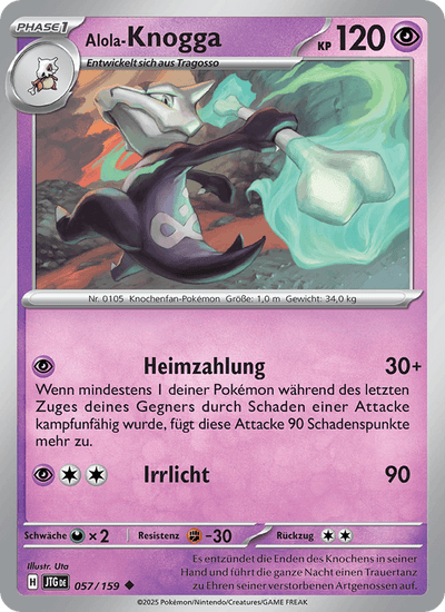 Alola-Knogga 057/159 Reisegefährten Pokémon Karte