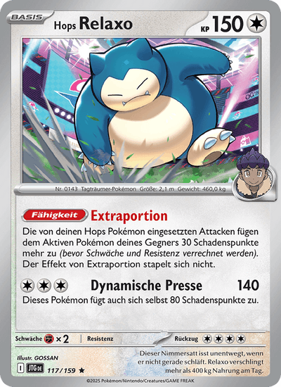 Hops Relaxo 117/159 Reisegefährten Pokémon Karte