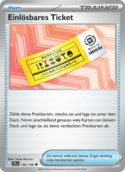 Einlösbares Ticket 156/159 Reisegefährten Pokémon Karte