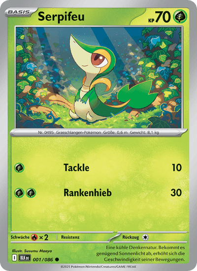 Serpifeu 001/086 Schwarze Blitze Pokémon Karte