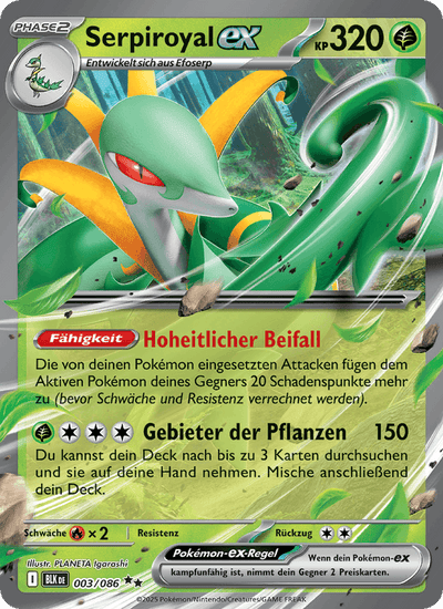 Serpiroyal-ex 003/086 Schwarze Blitze Pokémon Karte