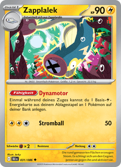 Zapplalek 031/086 Schwarze Blitze Pokémon Karte