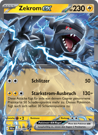 Zekrom-ex 034/086 Schwarze Blitze Pokémon Karte