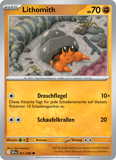 Lithomith 051/086 Schwarze Blitze Pokémon Karte