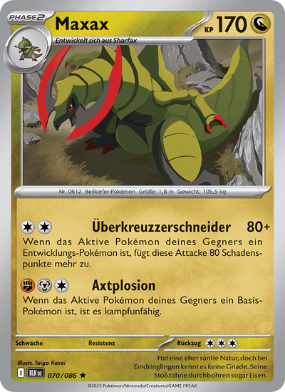 Maxax 070/086 Schwarze Blitze Pokémon Karte