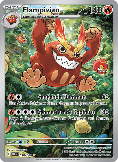 Flampivian 098/086 Schwarze Blitze Pokémon Karte