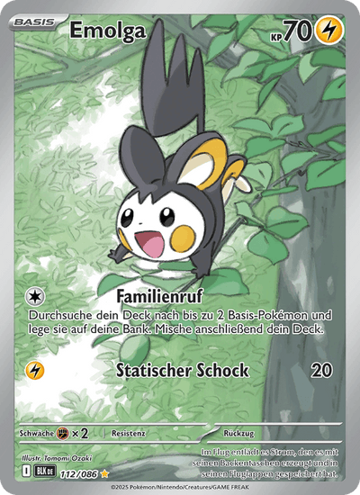 Emolga 112/086 Schwarze Blitze Pokémon Karte