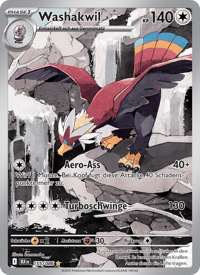 Washakwil 155/086 Schwarze Blitze Pokémon Karte