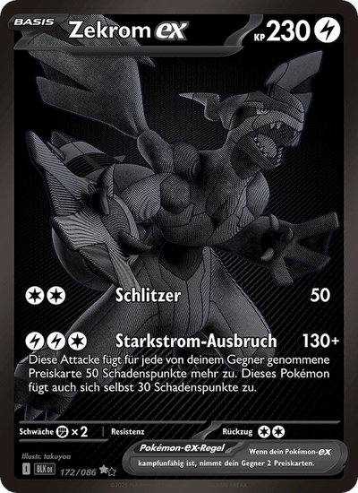 Zekrom-ex 172/086 Schwarze Blitze Pokémon Karte