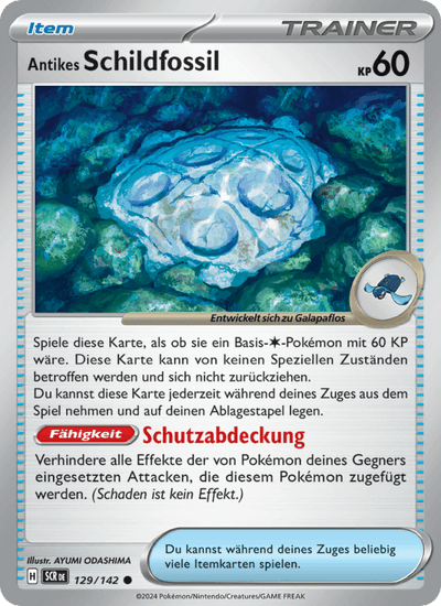 Antikes Schildfossil 129/142 Stellarkrone Pokémon Karte
