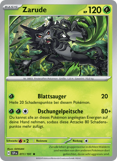 Zarude 011/191 Stürmische Funken Pokémon Karte