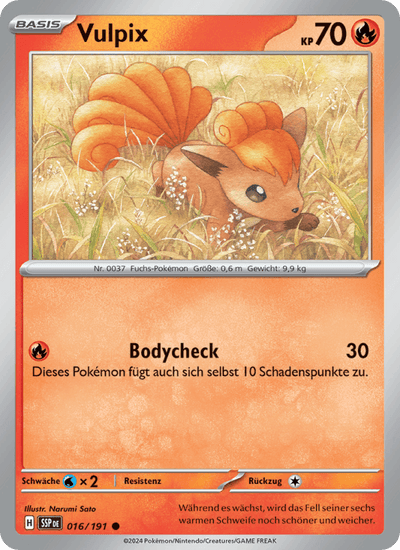 Vulpix 016/191 Stürmische Funken Pokémon Karte