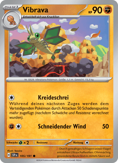 Vibrava 105/191 Stürmische Funken Pokémon Karte