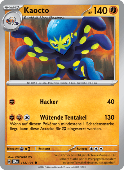 Kaocto 113/191 Stürmische Funken Pokémon Karte