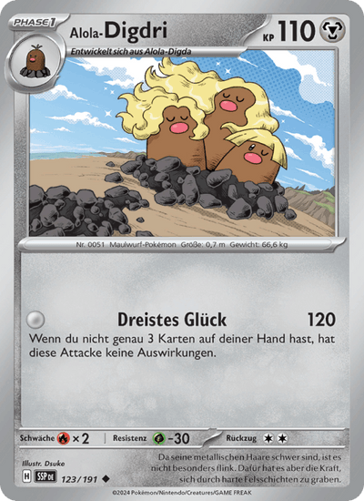 Alola-Digdri 123/191 Stürmische Funken Pokémon Karte