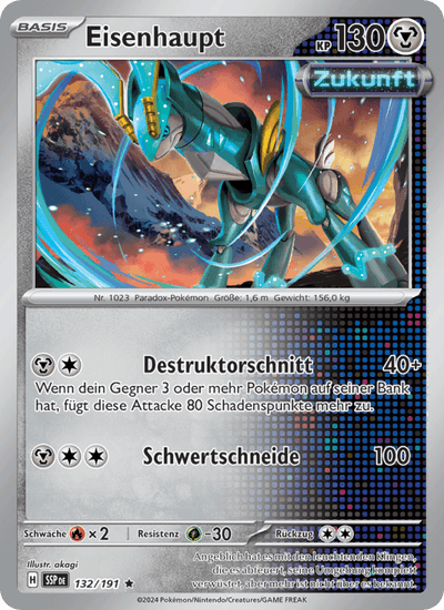Eisenhaupt 132/191 Stürmische Funken Pokémon Karte