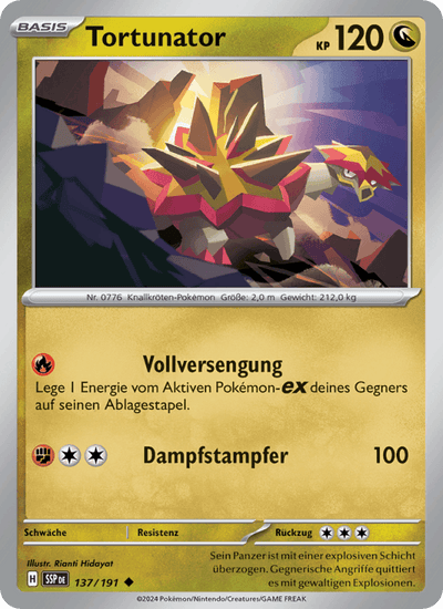Tortunator 137/191 Stürmische Funken Pokémon Karte