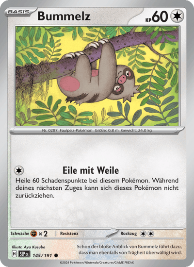 Bummelz 145/191 Stürmische Funken Pokémon Karte