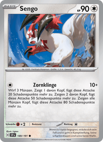 Sengo 149/191 Stürmische Funken Pokémon Karte