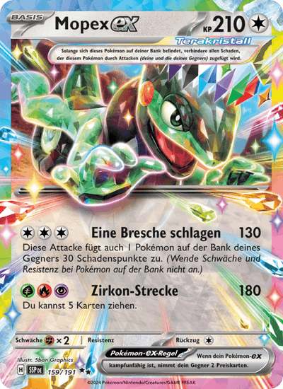 Mopex-ex 159/191 Stürmische Funken Pokémon Karte