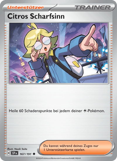 Citros Scharfsinn 167/191 Stürmische Funken Pokémon Karte
