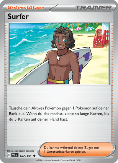 Surfer 187/191 Stürmische Funken Pokémon Karte