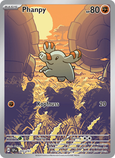 Phanpy 205/191 Stürmische Funken Pokémon Karte