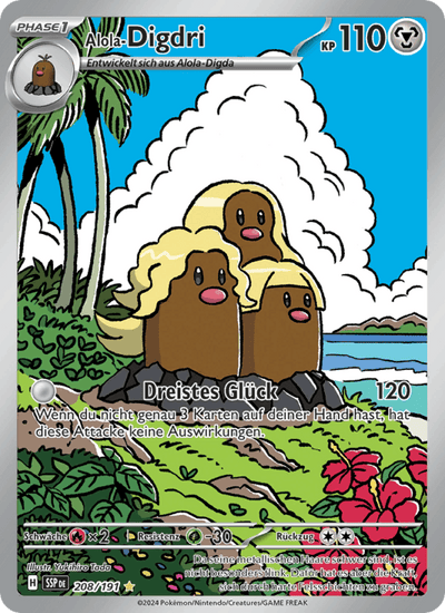 Alola-Digdri 208/191 Stürmische Funken Pokémon Karte