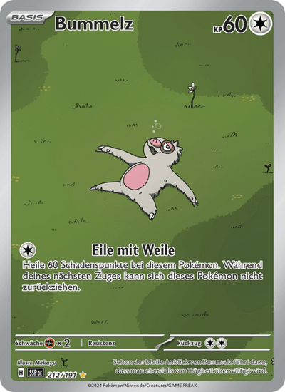 Bummelz 212/191 Stürmische Funken Pokémon Karte