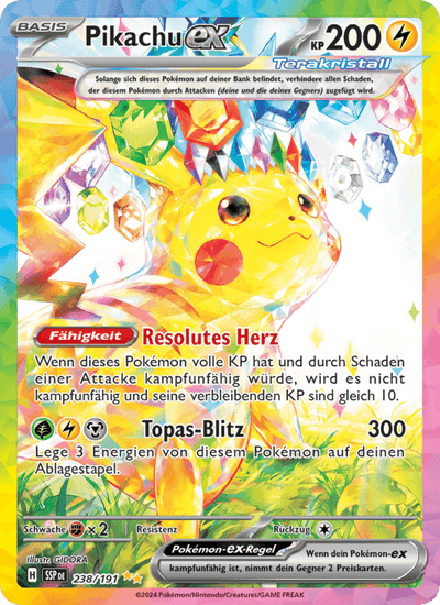 Pikachu-ex 238/191 Stürmische Funken Pokémon Karte