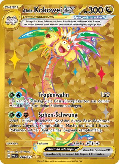 Alola-Kokowei-ex 248/191 Stürmische Funken Pokémon Karte
