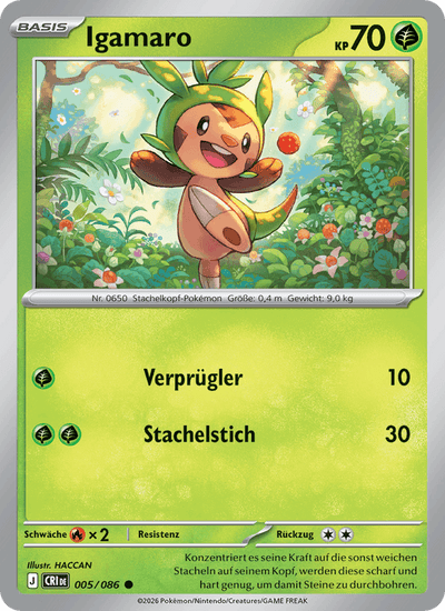 Igamaro 005/086 Wachsendes Chaos Pokémon Karte