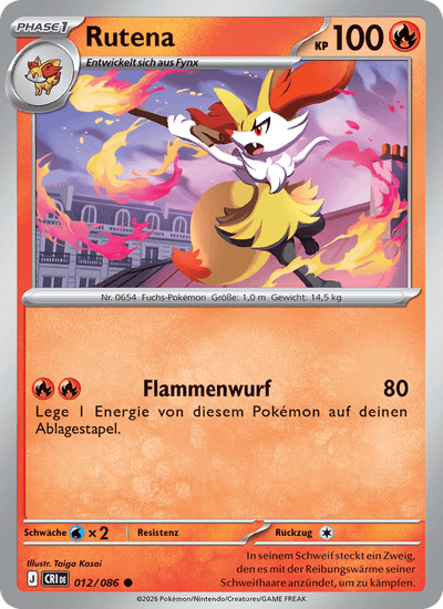 Rutena 012/086 Wachsendes Chaos Pokémon Karte