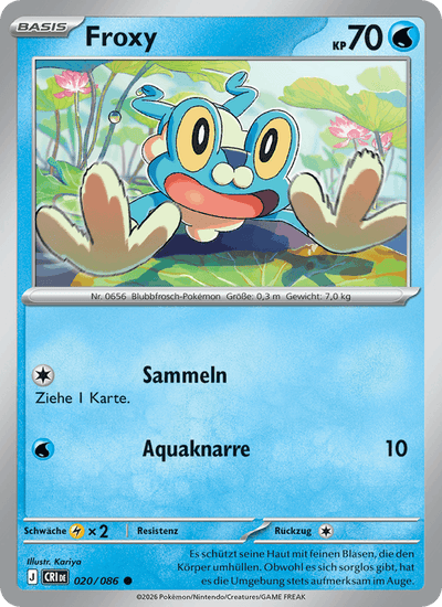 Froxy 020/086 Wachsendes Chaos Pokémon Karte