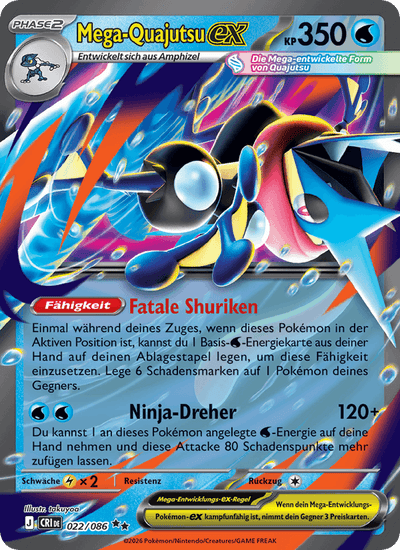 Mega-Quajutsu-ex 022/086 Wachsendes Chaos Pokémon Karte
