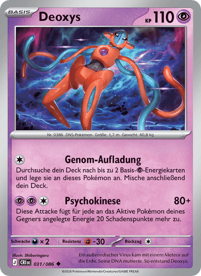 Deoxys 031/086 Wachsendes Chaos Pokémon Karte