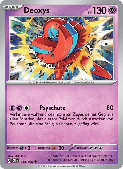 Deoxys 033/086 Wachsendes Chaos Pokémon Karte