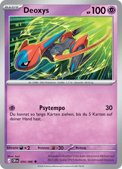 Deoxys 034/086 Wachsendes Chaos Pokémon Karte