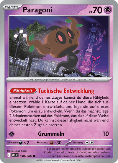 Paragoni 038/086 Wachsendes Chaos Pokémon Karte
