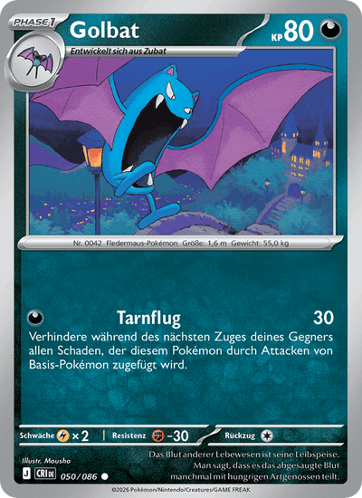 Golbat 050/086 Wachsendes Chaos Pokémon Karte