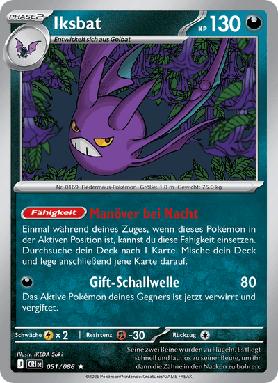 Iksbat 051/086 Wachsendes Chaos Pokémon Karte