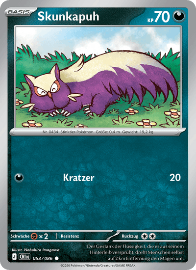 Skunkapuh 053/086 Wachsendes Chaos Pokémon Karte