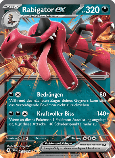 Rabigator-ex 055/086 Wachsendes Chaos Pokémon Karte