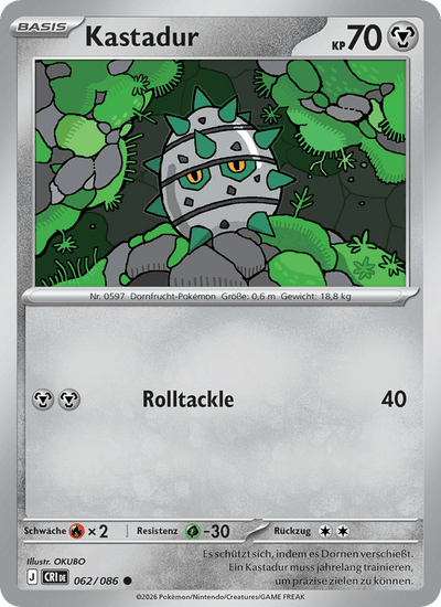 Kastadur 062/086 Wachsendes Chaos Pokémon Karte