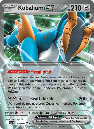 Kobalium-ex 064/086 Wachsendes Chaos Pokémon Karte