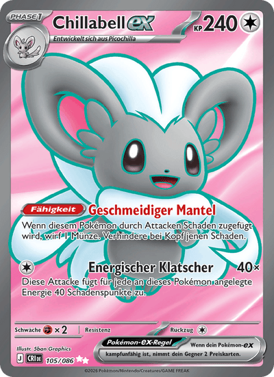 Chillabell-ex 105/086 Wachsendes Chaos Pokémon Karte