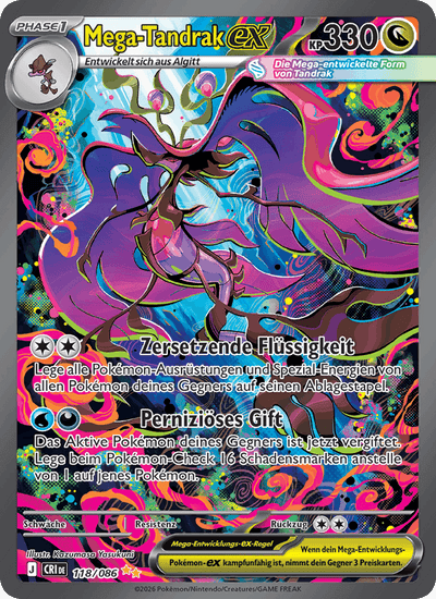 Mega-Tandrak-ex 118/086 Wachsendes Chaos Pokémon Karte