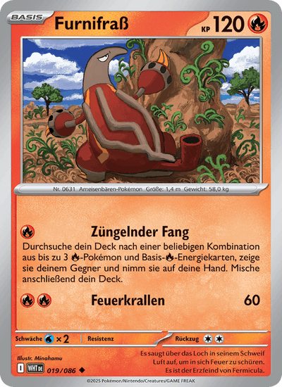 Furnifraß 019/086 Weiße Flammen Pokémon Karte