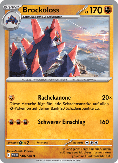 Brockoloss 048/086 Weiße Flammen Pokémon Karte